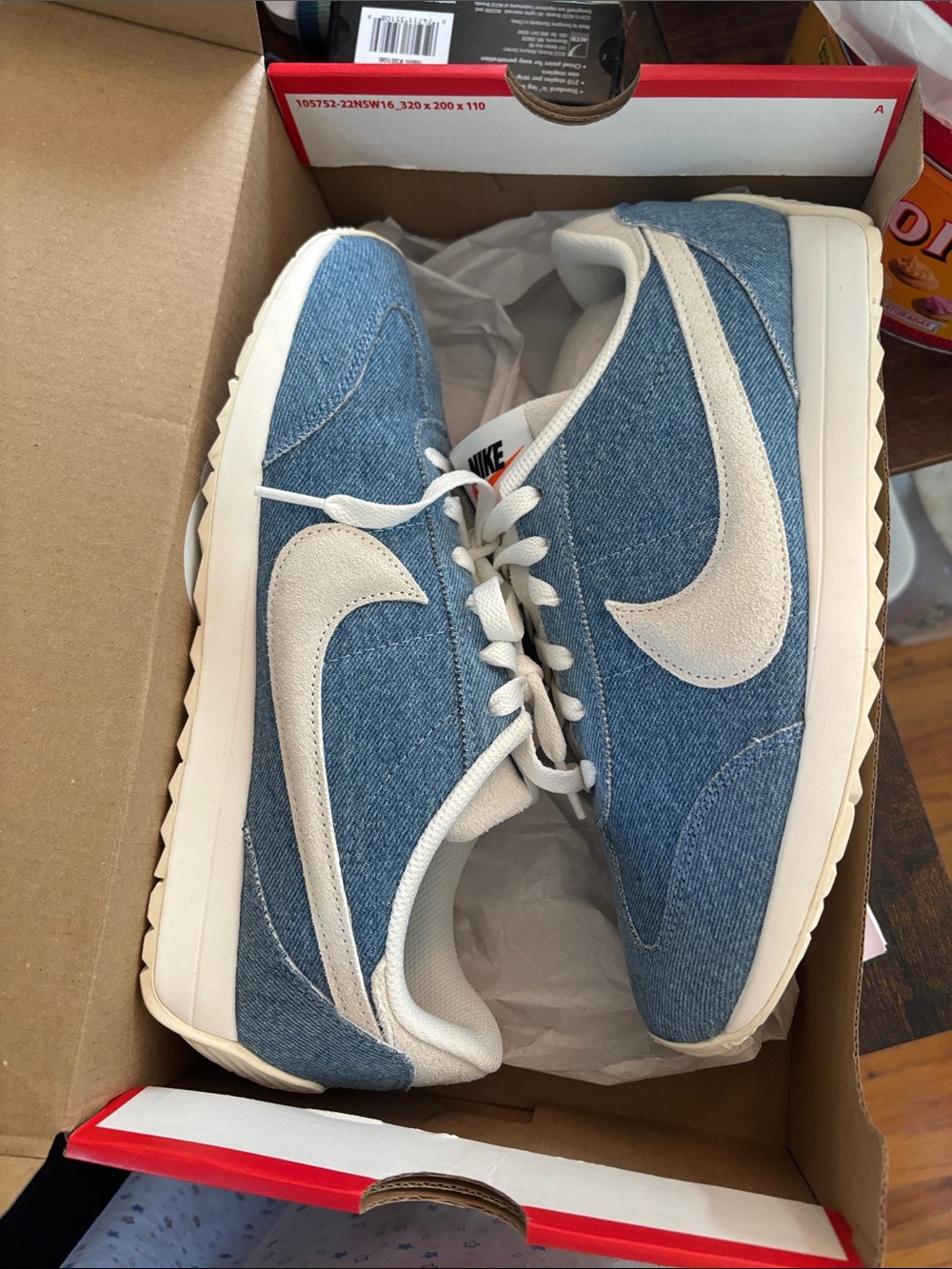Nike Denim Runner Sneakers in Light Blue and Cream